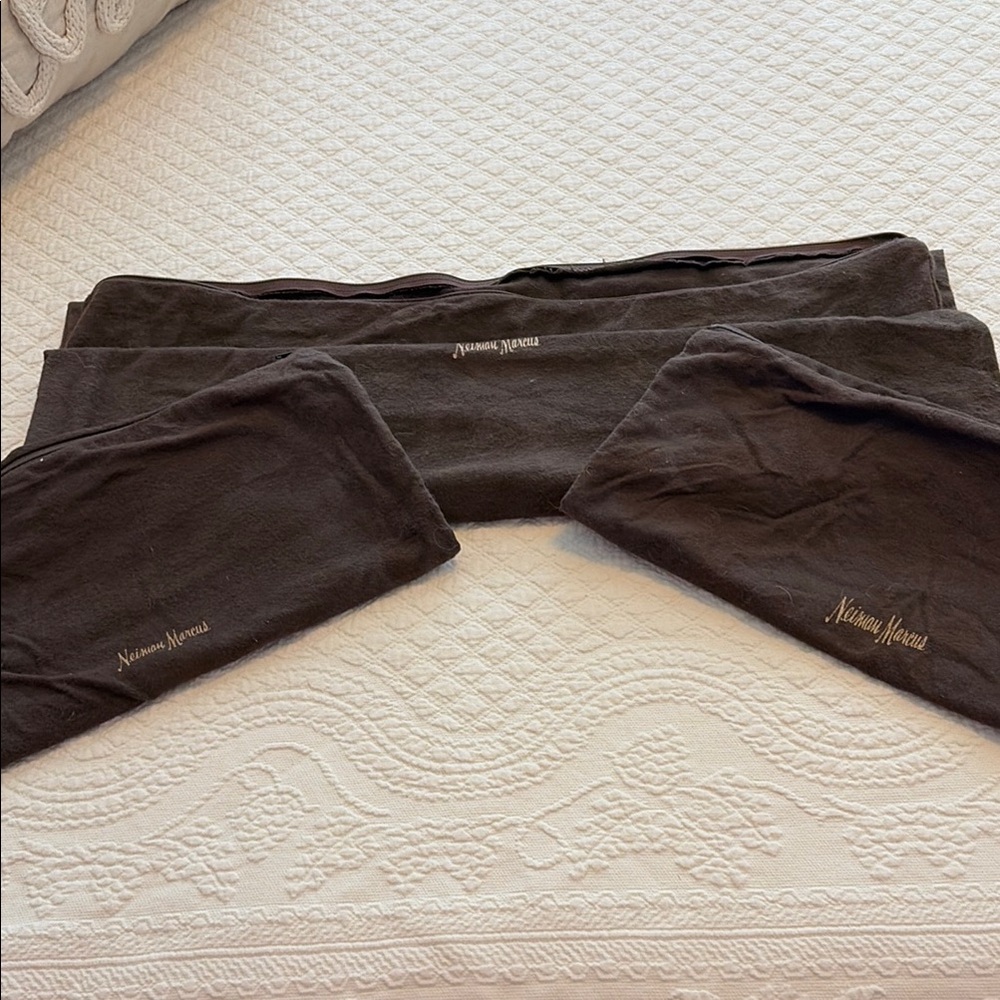 Neiman Marcus Pacific Silvercloth Dark Brown silver/silver plate 3 zipper bags - Picture 13 of 13